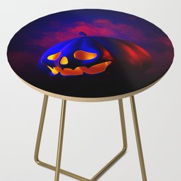 Happy Halloween Design with Pumpkins on Dark Background Side Table