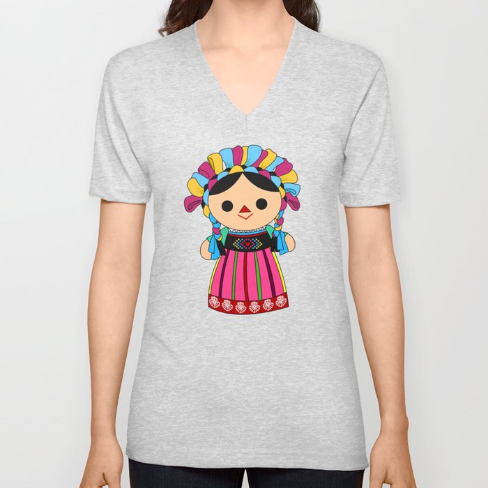 Maria 3 (Mexican Doll) V Neck T Shirt