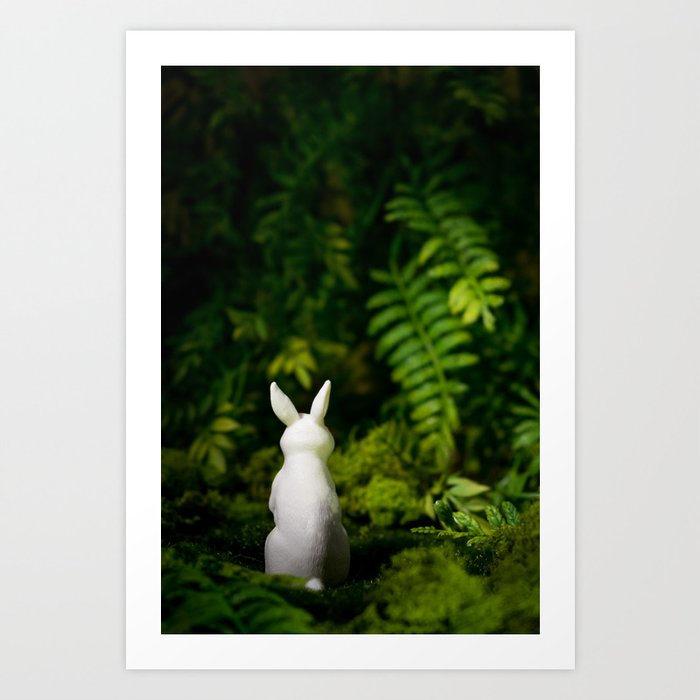 White Bunny with back turned Art Print