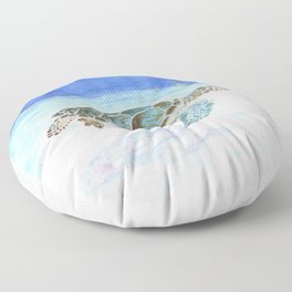 Sea turtle underwater Floor Pillow