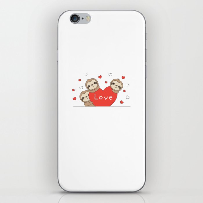 Sloth Valentine's Day Heart Love Cute Sloths iPhone Skin