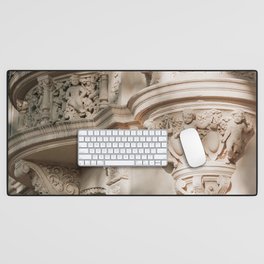 BROWN AND WHITE CONCRETE BUILDING Desk Mat