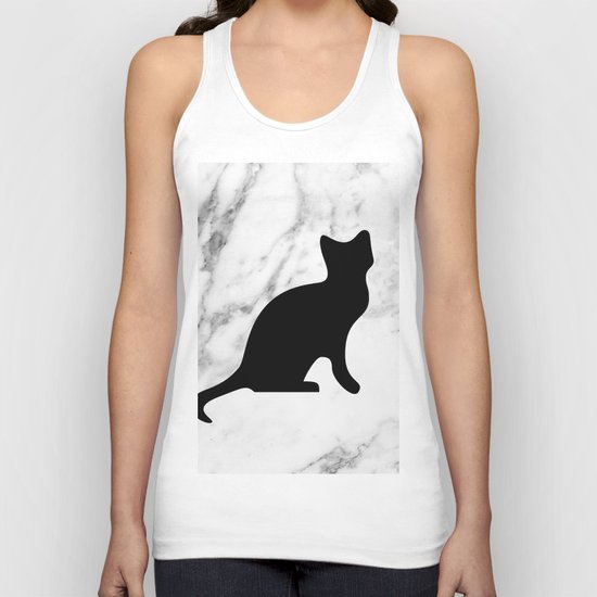 Marble black cat Unisex Tank Top