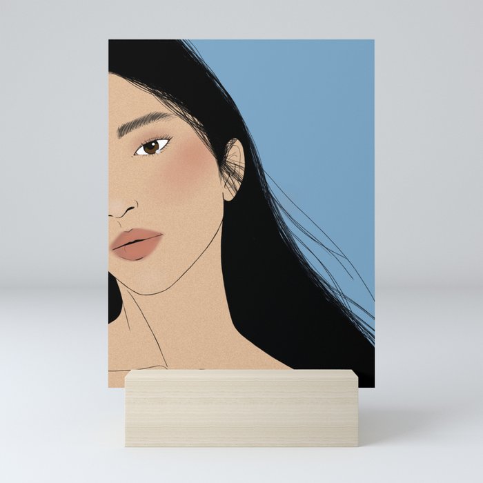 A Woman With Black Hair  Mini Art Print