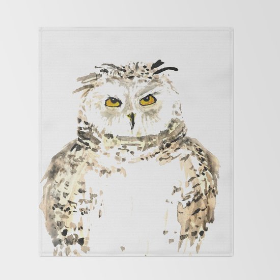 Snowy Owl Watercolor Throw Blanket By Craftberrybush Society6