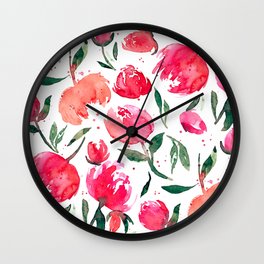 Bloom Bloom Pow|Bold Pink Flowers|Renee Davis Wall Clock