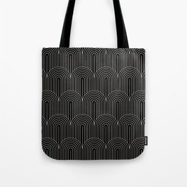 Art Deco Arch Pattern V Black & White Tote Bag