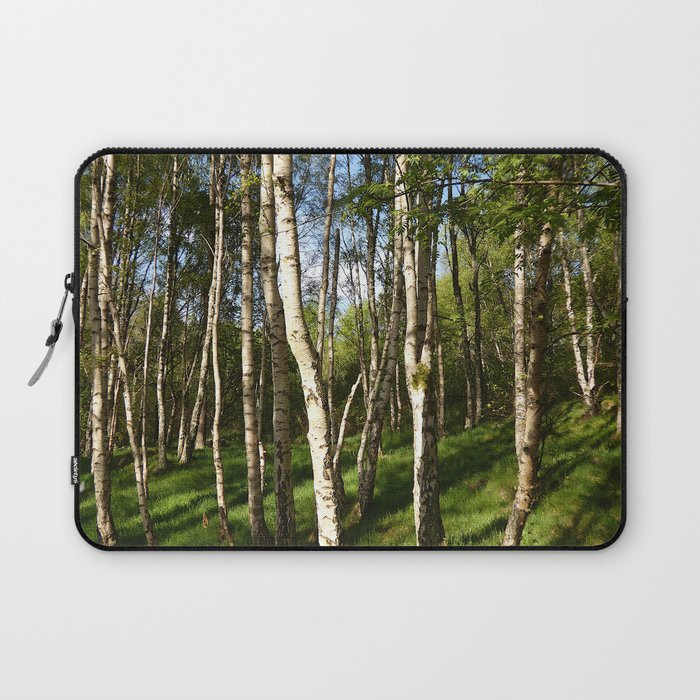 Light and Shadow in a Spring Scottish Highlands Birch Forest Laptop Sleeve
