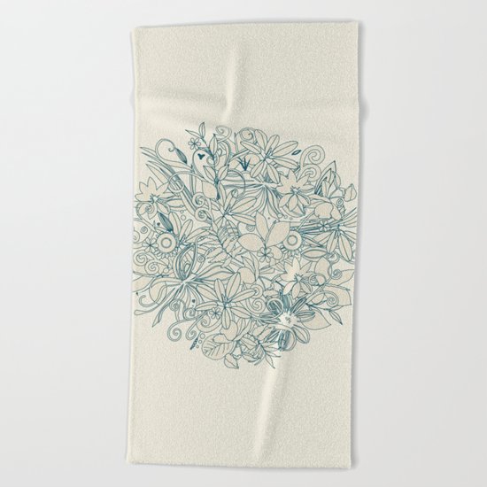 Denim flower circle Beach Towel