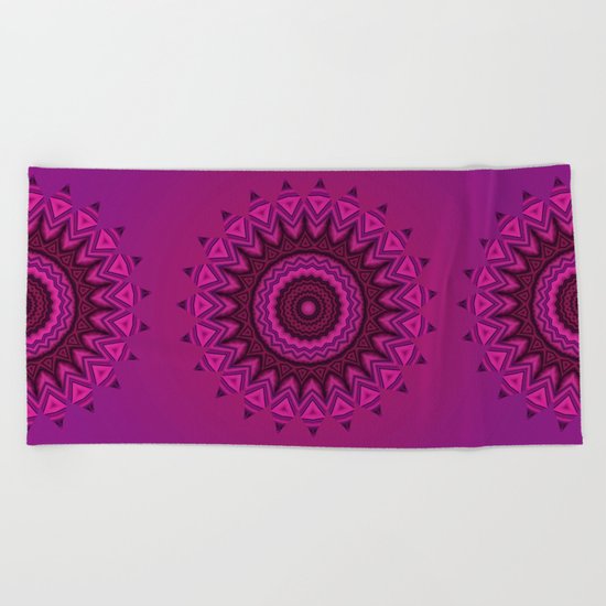 Deep purple mandala Beach Towel