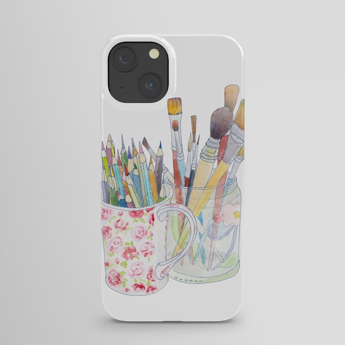 Art Tools: pencils and brushes (ink & watercolour) iPhone Case