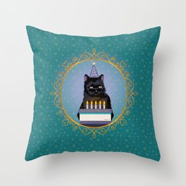 Black Cat Birthday Throw Pillow