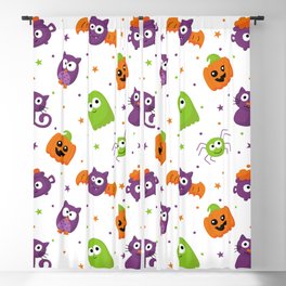Halloween Seamless Pattern with Funny Spooky on White Background Blackout Curtain