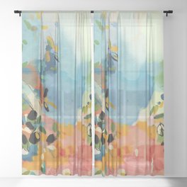 garden with sea view and olive tree Sheer Curtain
