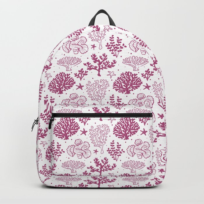 Magenta Coral Silhouette Pattern Backpack