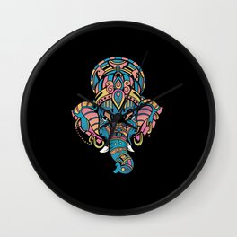 Colorful Ganesha Elephant God Mandala Wall Clock