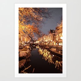 Golden Night Amsterdam Art Print | Film, Digital, Long Exposure, Color, Photo 