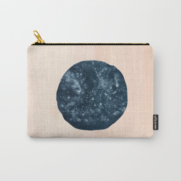 Navy circle on blush Carry-All Pouch