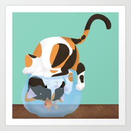 Kitty in Fishbowl Art Print