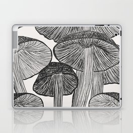 Black White Magic Mushroom Garden Drawing Laptop Skin