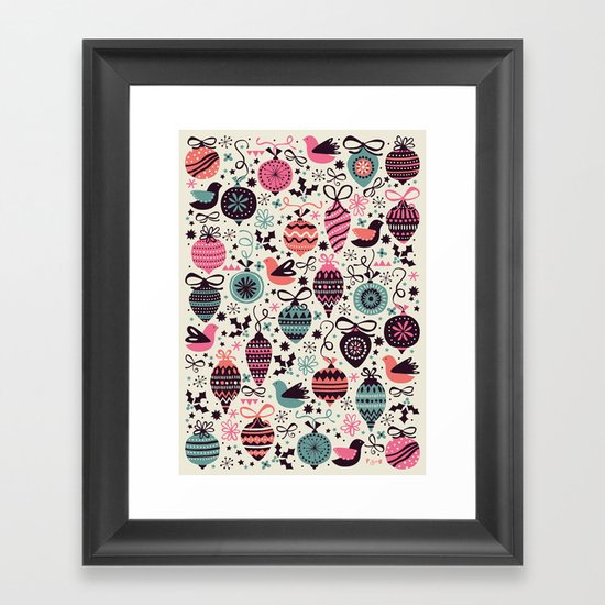 Birds and Baubles Framed Art Print