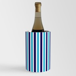 Bright blue stripes beach coastal style Wine Chiller