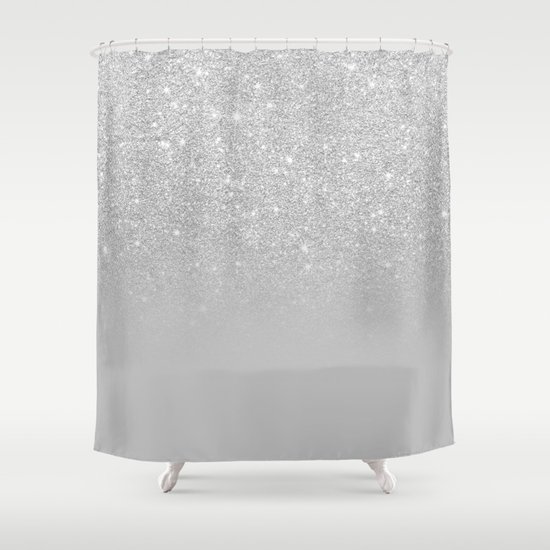 Trendy Modern Silver Ombre Grey Color Block Shower Curtain
