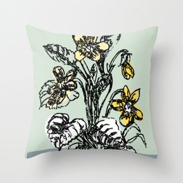 Botanical Wild flower Violet Throw Pillow