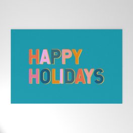 Colorful Happy Holidays Typography Welcome Mat