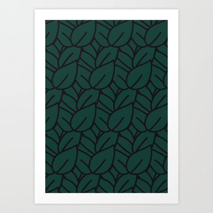 Minimal Modern Green Leaf Pattern Art Print