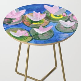 Pink Water Lilies Side Table