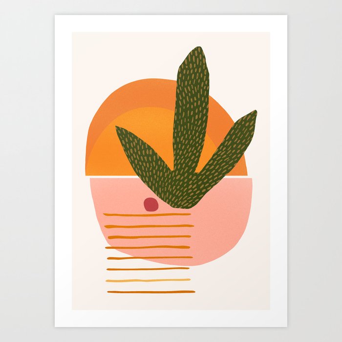 Desert Sunset With Cactus and Cherry Art Print
