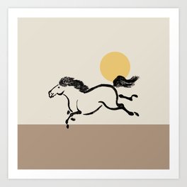 Wild Horse Simple Illustration  Art Print