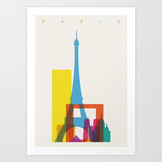 Shapes of Paris. Accurate to scale. Art Print