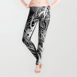 Palm Fronds In Black and White Abstract Photography Leggings