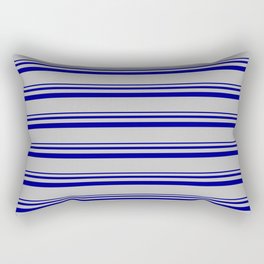 [ Thumbnail: Dark Blue and Grey Colored Pattern of Stripes Rectangular Pillow ]