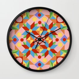 Pink Patchwork Quilt (printed) Wall Clock