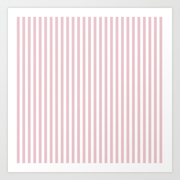 Stripes in Blush Pink and White Art Print