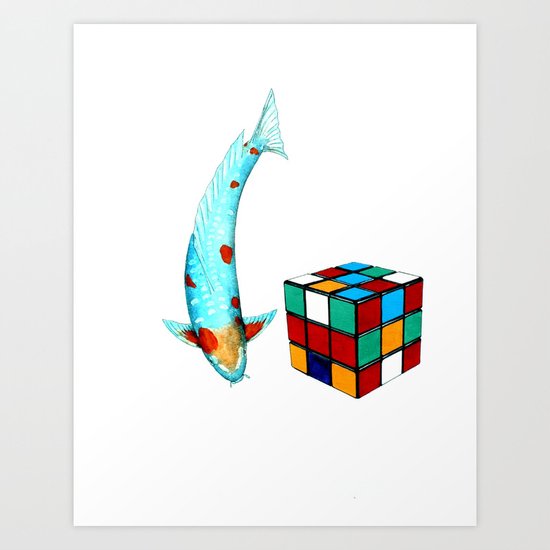 Japanese Koi Ochiba cubism Art Print