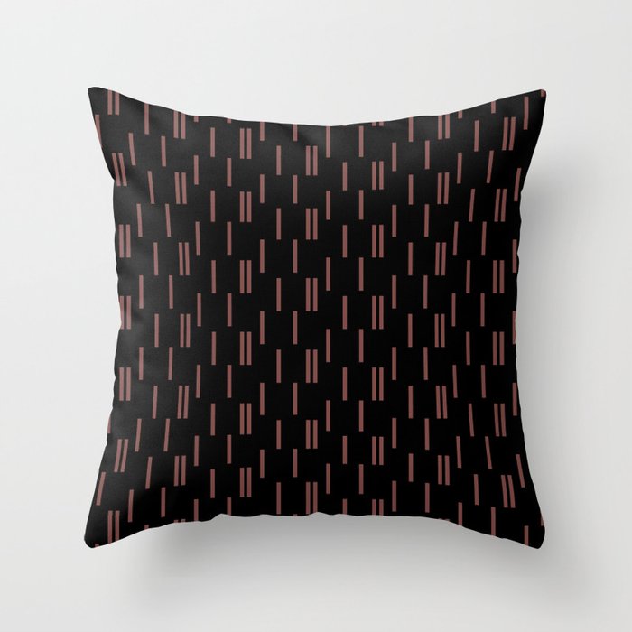 Minimal terracotta clay offset strokes, abstract on black Throw Pillow