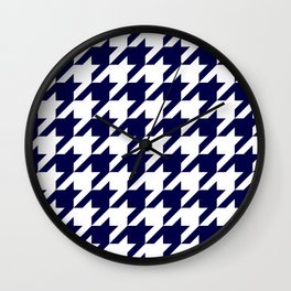 Big Navy Blue Houndstooth Pattern Wall Clock