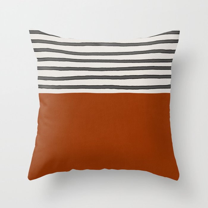 Burnt orange- stripes Throw Pillow