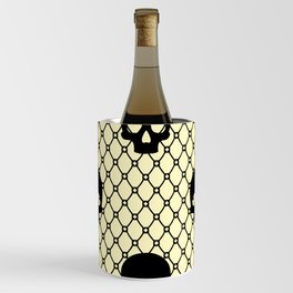 Black skulls Lace Gothic Pattern on Butter Yellow Wine Chiller