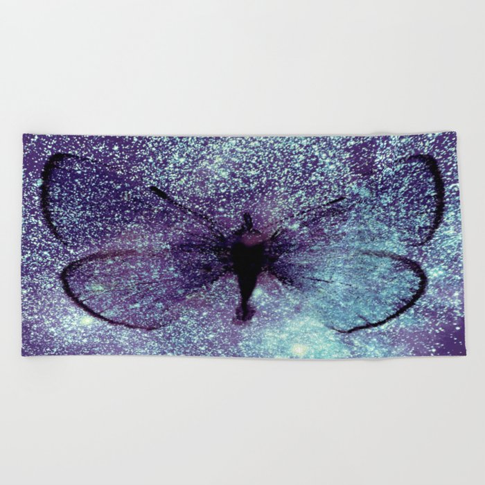 Celestial Butterfly Ultraviolet Aqua Beach Towel