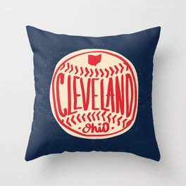 Hand Drawn Baseball for Cleveland Ohio with custom Lettering Throw Pillow