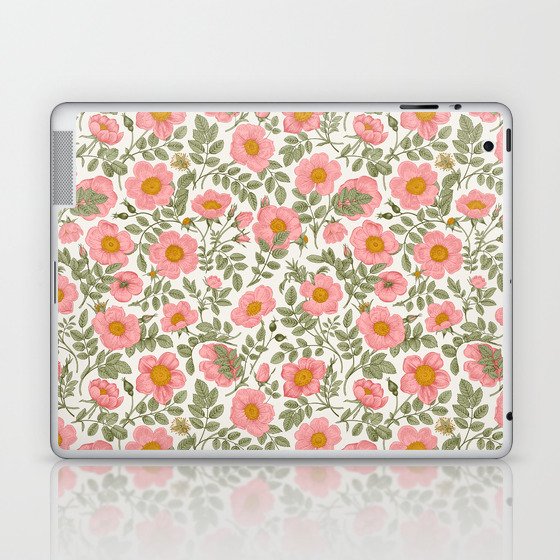 Wild Roses Cottage Garden Summer Floral Pattern Laptop & iPad Skin