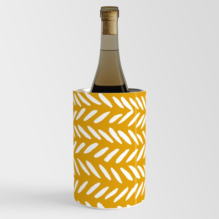 Knitting pattern white on ochre Wine Chiller by Wackapacka Society6
