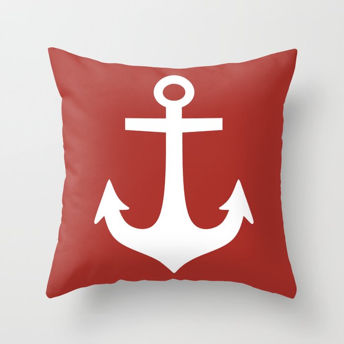 Anchor (White & Maroon) Throw Pillow