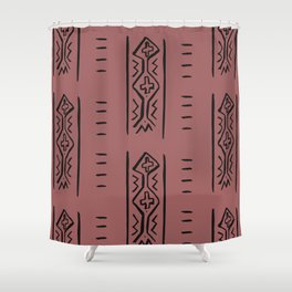 Mercy Mud Cloth Dark Pink and Black Pattern Shower Curtain