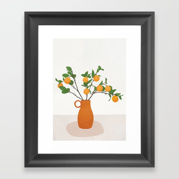 Orange Branches Framed Art Print